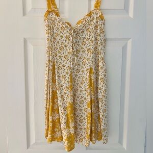 Forever 21 Yellow Floral Smocked Mini Dress